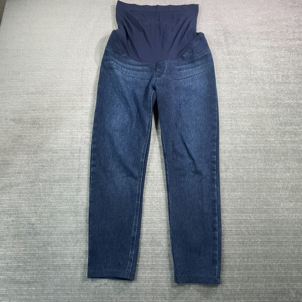 Spanx Jeans Women M Maternity Blue Mama Ankle Jeanish Pull On Stretch Classic